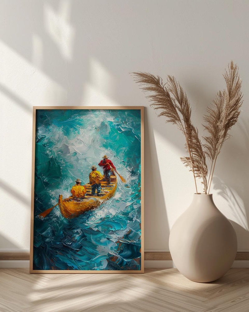 Hawaii Ocean Canoe Wall Art, Tropical Summer Home Decor - Turquoise Sea Coast Summer Scenery