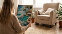 Fiji Beach Club Wall Art, White Parasol Home Decor - Tropical Pool Coast Summer Escape