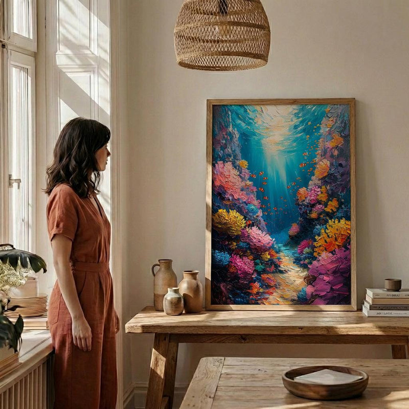 Great Barrier Reef Ocean Poster, Colorful Coral Home Decor - Australia Reef Nature Summer Beauty
