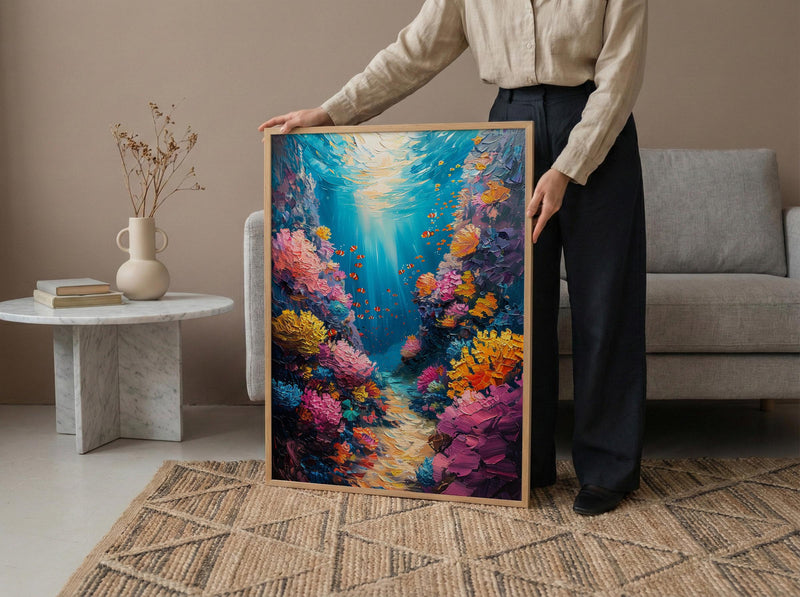 Great Barrier Reef Ocean Poster, Colorful Coral Home Decor - Australia Reef Nature Summer Beauty
