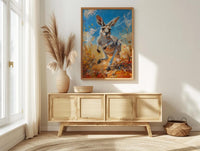 Australia Kangaroo Wild Art Print, Red Earth Home Decor - Dusty Outback Desert Summer Morning