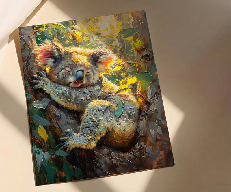 Cute Koala Bear Wall Art, Eucalyptus Tree Home Decor - Australia Nature Forest Summer Scene