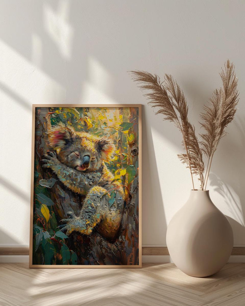 Cute Koala Bear Wall Art, Eucalyptus Tree Home Decor - Australia Nature Forest Summer Scene