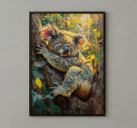 Cute Koala Bear Wall Art, Eucalyptus Tree Home Decor - Australia Nature Forest Summer Scene