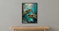 Sea Turtle Ocean Marine Poster, Crystal Water Home Decor - Tropical Coast Reef Summer Artwork