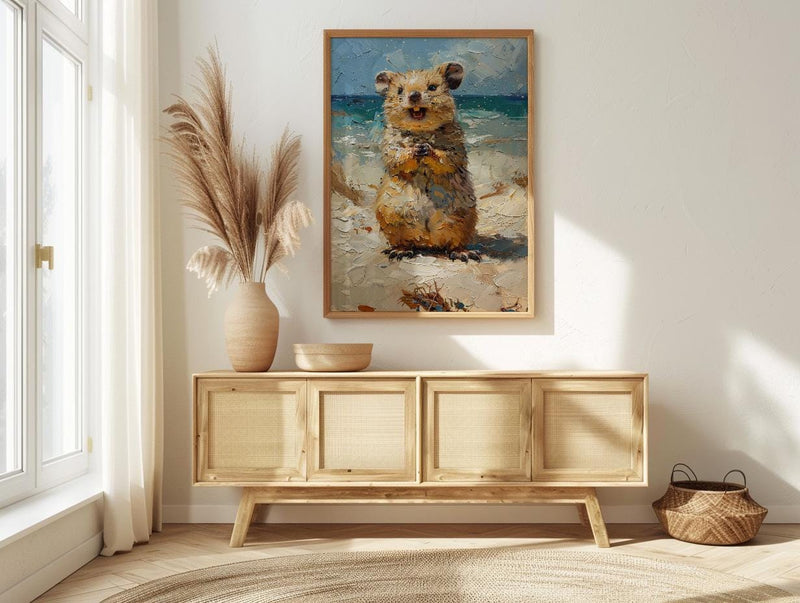 Rottnest Island Quokka Art Print, Smiling Animal Home Decor - Australia Beach Coast Summer Paradise