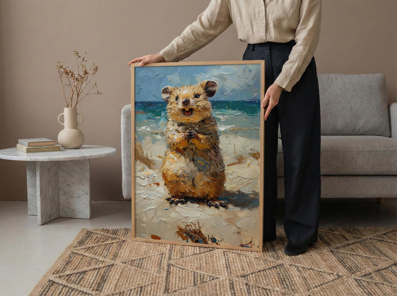 Rottnest Island Quokka Art Print, Smiling Animal Home Decor - Australia Beach Coast Summer Paradise