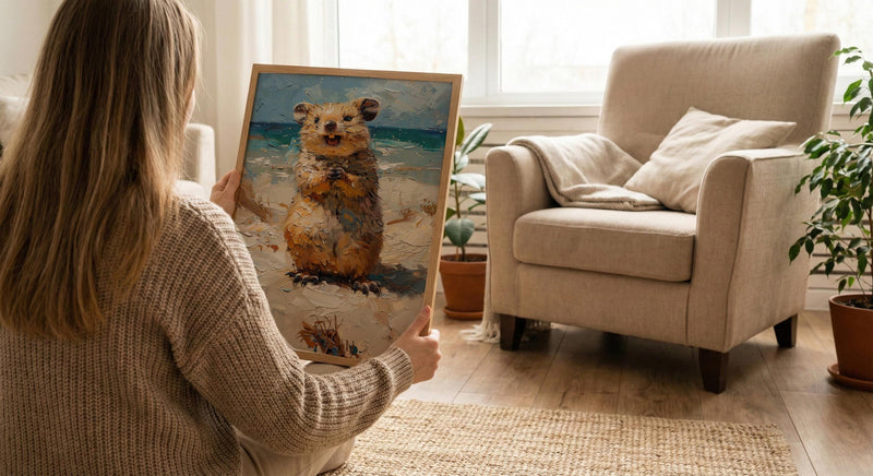 Rottnest Island Quokka Art Print, Smiling Animal Home Decor - Australia Beach Coast Summer Paradise