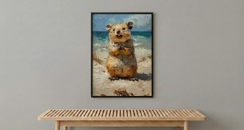 Rottnest Island Quokka Art Print, Smiling Animal Home Decor - Australia Beach Coast Summer Paradise