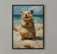 Rottnest Island Quokka Art Print, Smiling Animal Home Decor - Australia Beach Coast Summer Paradise