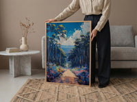 Blue Mountains Haze Nature Poster, Eucalyptus Tree Home Decor - Australia Forest Mountain Summer Setting