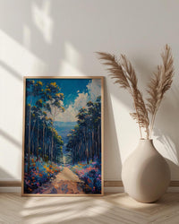 Blue Mountains Haze Nature Poster, Eucalyptus Tree Home Decor - Australia Forest Mountain Summer Setting