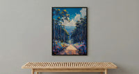 Blue Mountains Haze Nature Poster, Eucalyptus Tree Home Decor - Australia Forest Mountain Summer Setting
