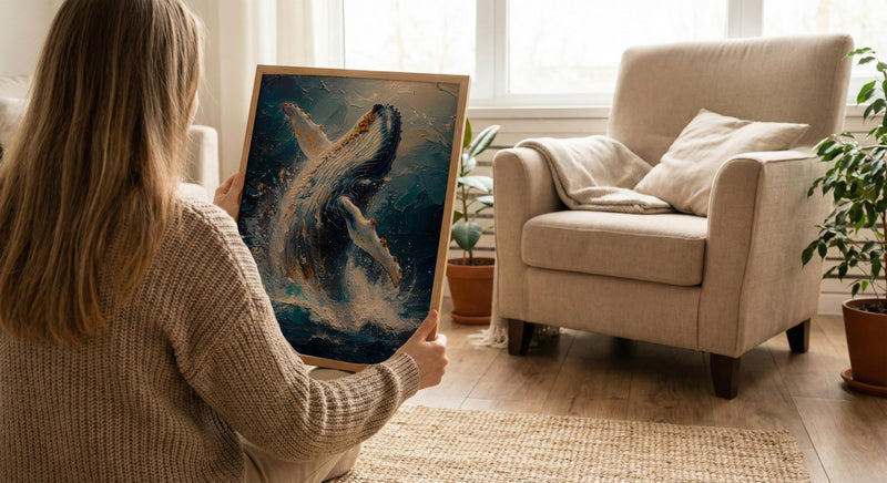 Tonga Ocean Whale Art Print, Deep Blue Home Decor - Majestic Breaching Coast Summer Picture