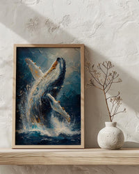 Tonga Ocean Whale Art Print, Deep Blue Home Decor - Majestic Breaching Coast Summer Picture
