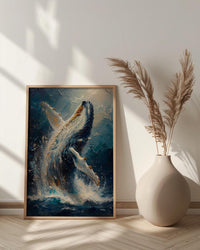 Tonga Ocean Whale Art Print, Deep Blue Home Decor - Majestic Breaching Coast Summer Picture
