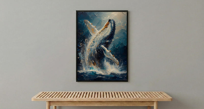 Tonga Ocean Whale Art Print, Deep Blue Home Decor - Majestic Breaching Coast Summer Picture