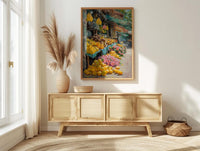 Samoa Fruit Market Art Print, Bright Papaya Home Decor - Tropical Island Town Summer Scenery
