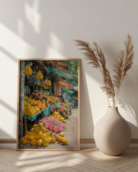 Samoa Fruit Market Art Print, Bright Papaya Home Decor - Tropical Island Town Summer Scenery