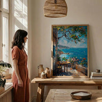 Sydney Seaside Cafe Wall Art, Summer Ocean Home Decor - Bright Coast Breakfast Morning Scene