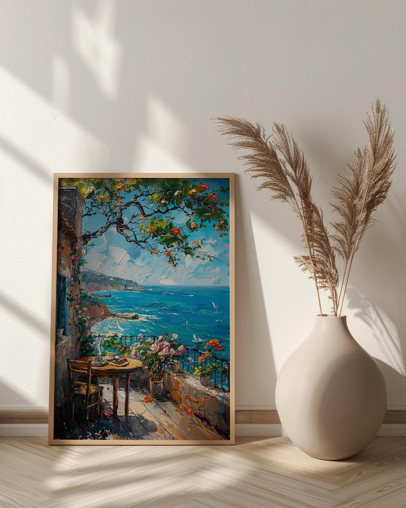 Sydney Seaside Cafe Wall Art, Summer Ocean Home Decor - Bright Coast Breakfast Morning Scene