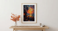 Fiji Kava Ceremony Art Print, Island Village Home Decor - Traditional Evening Gathering Summer Setting