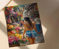 Papeete Market Floral Art Print, Tropical Flower Home Decor - French Polynesia Town Summer Picture