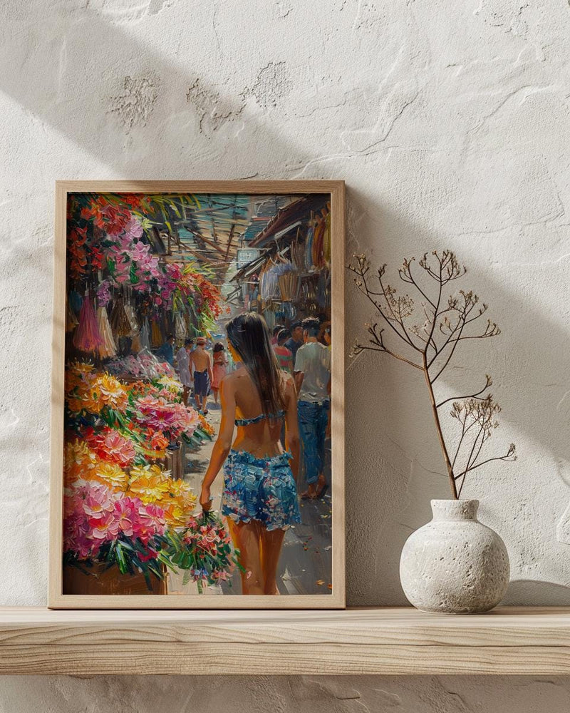 Papeete Market Floral Art Print, Tropical Flower Home Decor - French Polynesia Town Summer Picture
