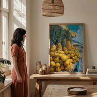 Fiji Fruit Market Wall Art, Bright Pineapple Home Decor - Tropical Island Town Summer Scenery