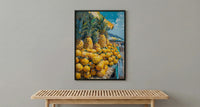 Fiji Fruit Market Wall Art, Bright Pineapple Home Decor - Tropical Island Town Summer Scenery