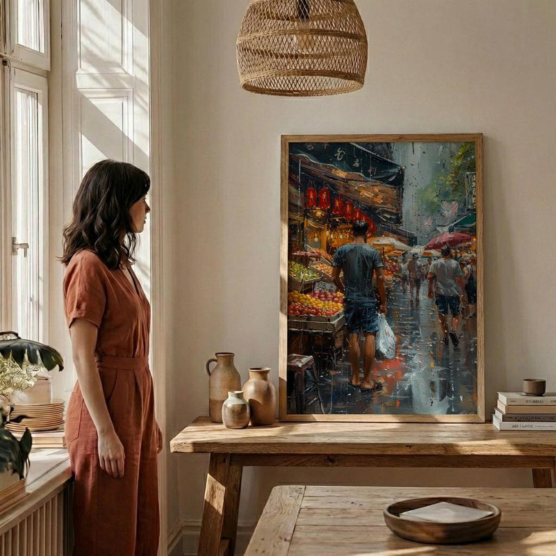 Melbourne Market Hall City Poster, Historic City Home Decor - Vibrant Australia Town Summer Landscape