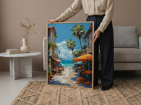 Noumea Market Food Wall Art, French Bakery Home Decor - Tropical Island Town Summer Getaway