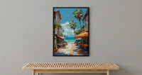 Noumea Market Food Wall Art, French Bakery Home Decor - Tropical Island Town Summer Getaway
