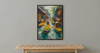 Solomon Canoe Market Coast Poster, Green Coconut Home Decor - Tropical Island Town Summer Paradise