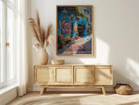 Byron Bay Market Art Print, Boho Artisan Home Decor - Colorful Textile Town Summer Scene