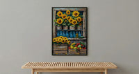 Australia Farm Market Wall Art, Bright Sunflower Home Decor - Rustic Wooden Town Summer Beauty