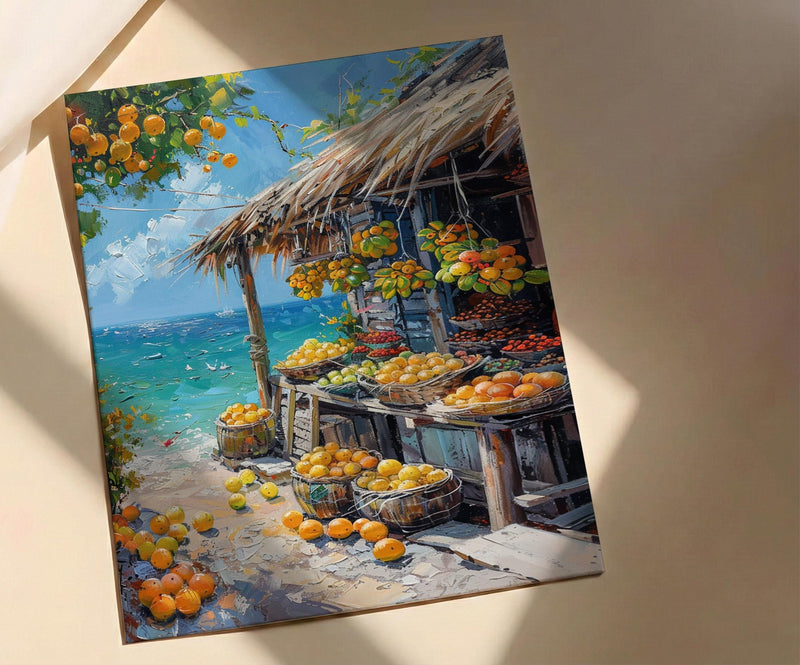 Tahiti Pearl Market Coast Poster, Island Jewelry Home Decor - Turquoise Ocean Town Summer Holiday