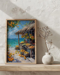 Tahiti Pearl Market Coast Poster, Island Jewelry Home Decor - Turquoise Ocean Town Summer Holiday