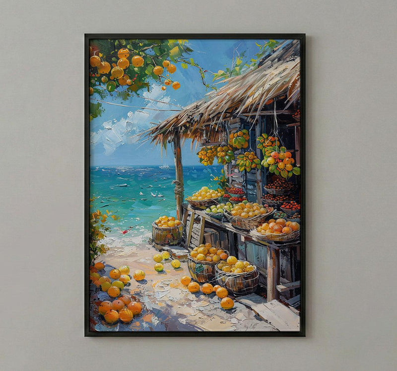 Tahiti Pearl Market Coast Poster, Island Jewelry Home Decor - Turquoise Ocean Town Summer Holiday