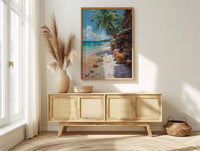 Fiji Seashell Market Coast Poster, Coastal Beach Home Decor - Tropical Island Town Summer Scenery