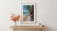Fiji Seashell Market Coast Poster, Coastal Beach Home Decor - Tropical Island Town Summer Scenery