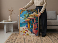 Cook Islands Market Art Print, Floral Pareo Home Decor - Vibrant Tropical Town Summer Picture