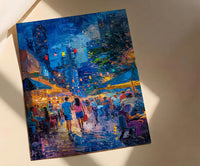 Brisbane Night Market Art Print, Fairy Light Home Decor - Summer City Evening Town Beauty