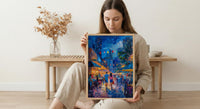 Brisbane Night Market Art Print, Fairy Light Home Decor - Summer City Evening Town Beauty