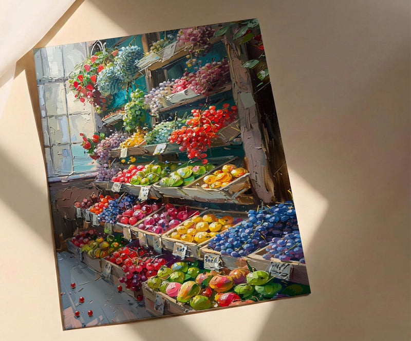 Adelaide Food Market Wall Art, Summer Fruit Home Decor - Historic City Morning Town Landscape