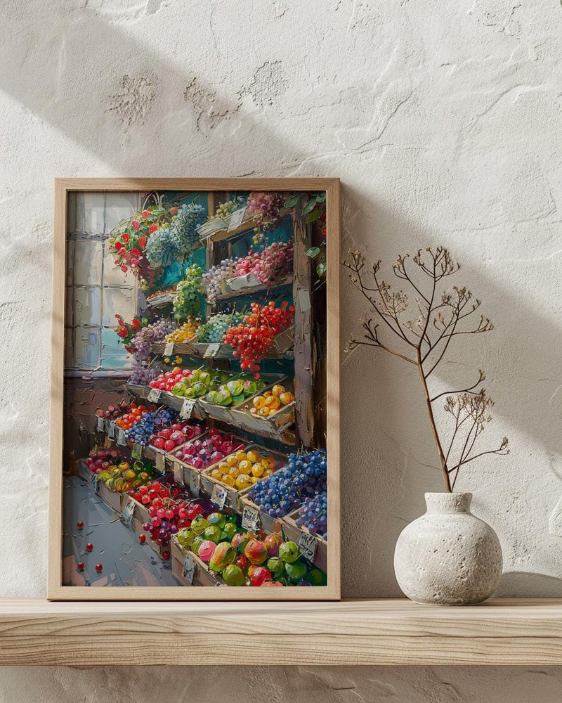 Adelaide Food Market Wall Art, Summer Fruit Home Decor - Historic City Morning Town Landscape
