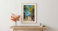Vanuatu Market Woven Art Print, Palm Basket Home Decor - Tropical Island Town Summer Paradise