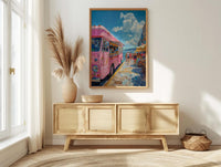 Wellington Food Truck Wall Art, Blue Ocean Home Decor - Vibrant Coast Town Summer Setting