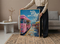 Wellington Food Truck Wall Art, Blue Ocean Home Decor - Vibrant Coast Town Summer Setting