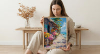 Tonga Tapa Market Town Poster, Polynesian Cloth Home Decor - Warm Cultural Town Summer Getaway